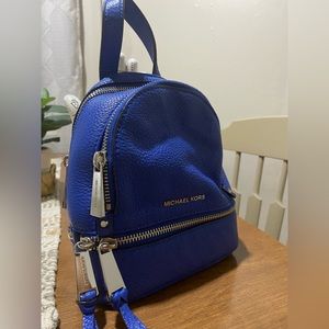 Michael Kors mini  Rhea Colvet blue leather Backpack